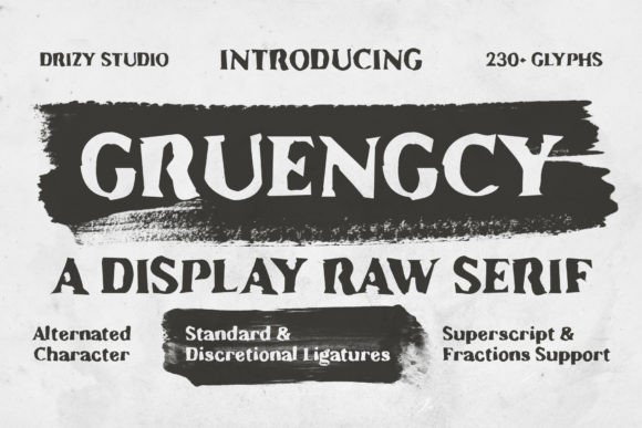 Gruengcy Font: Raw Serifs and Grunge Texture for Bold Campaign Graphics